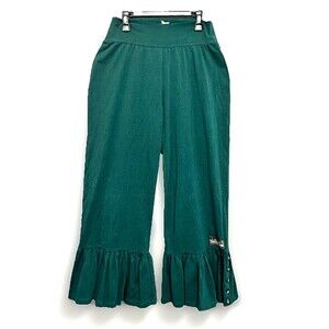 Matilda Jane Women’s Pants Ruffle Green Jersey Sz Medium Prairie Cottagecore